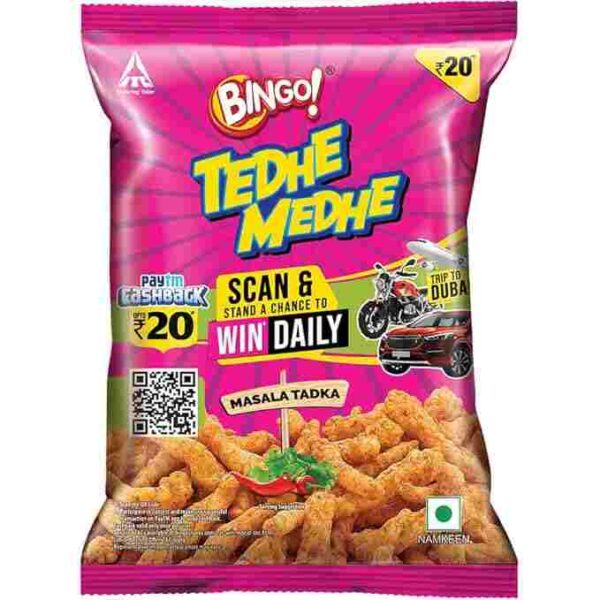 ITC Bingo! Tedhe Medhe Masala Tadka - Sticks with Indian Masala Flavour - 80g/75g(Weight May Vary)